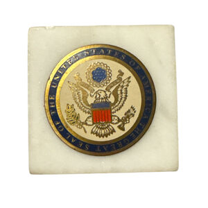 Great Seal of the United States on a Marble Paperweight Eagle Crest